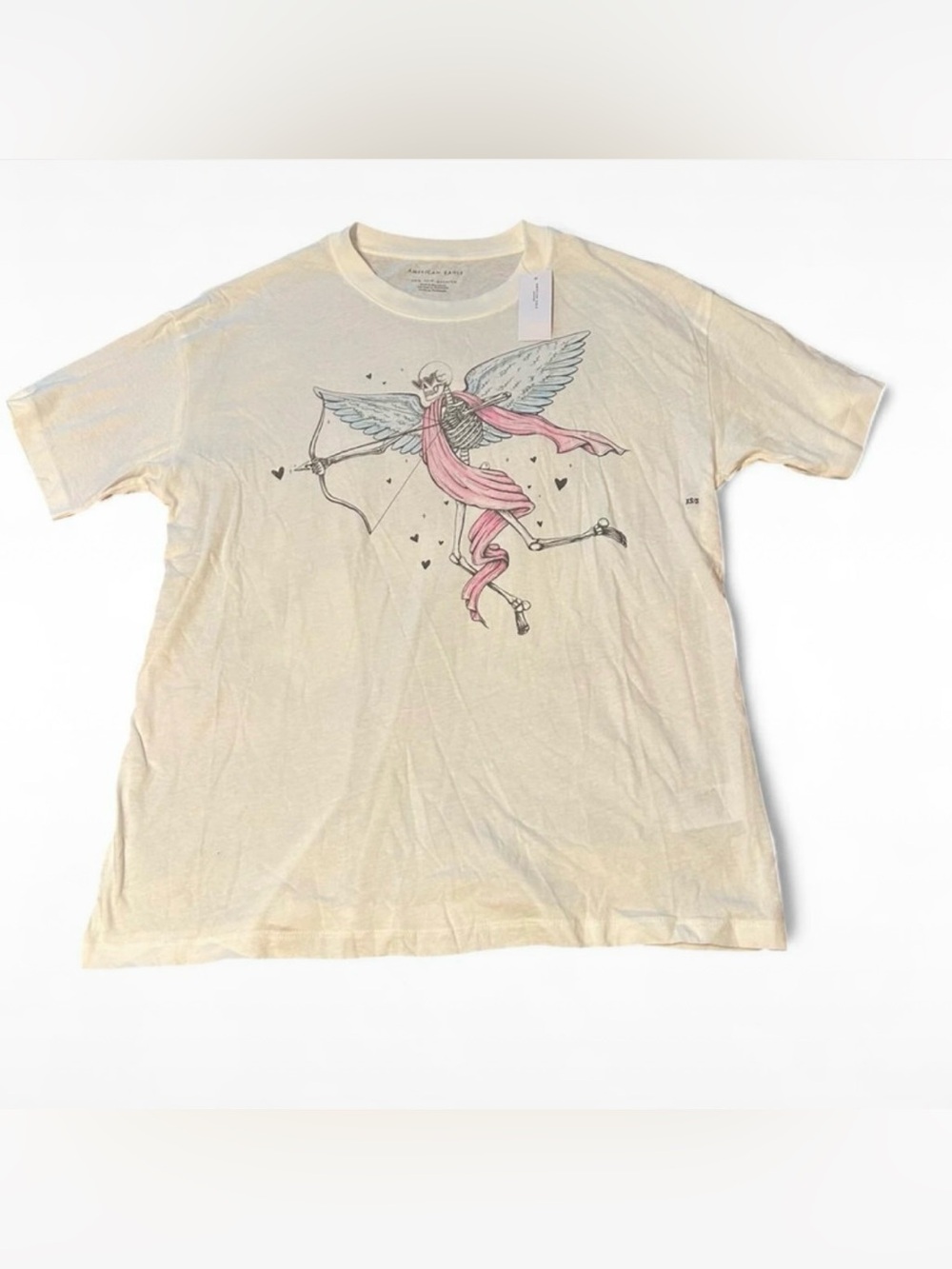 NWT american eagle white skeleton cupid graphic t-shirt